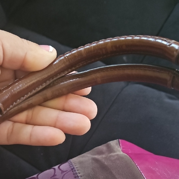 Coach Patchwork Tote in Purple and Brown - Picture 6 of 7